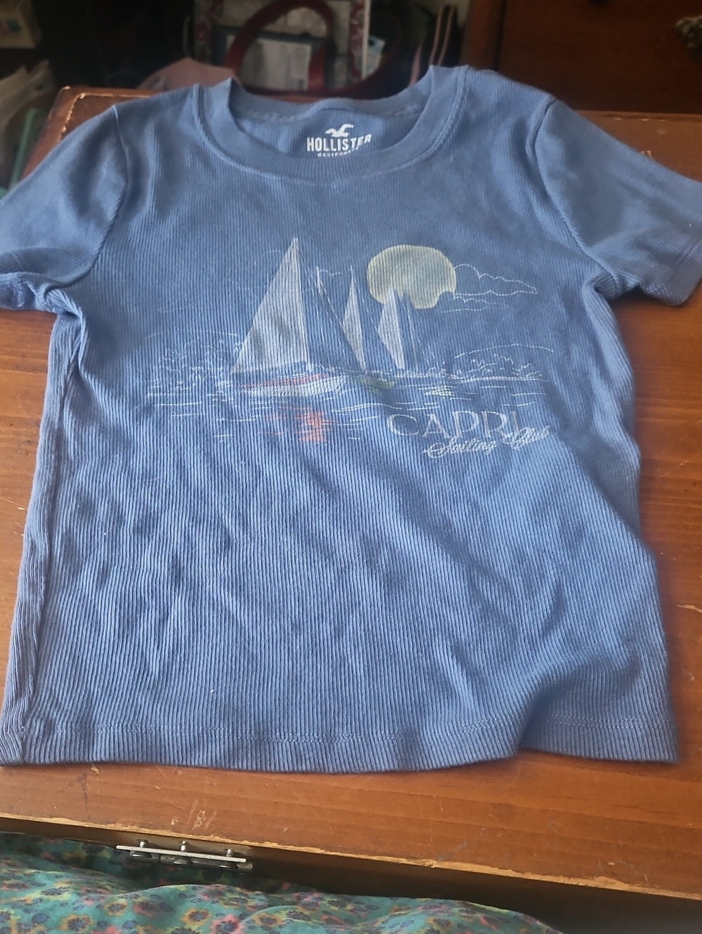Hollister Light Blue Sailboat Graphic Tee